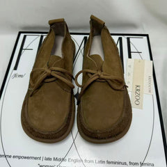 Leather lace-up low-top shoes