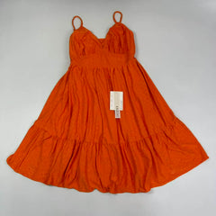 Orange open V-neck halter dress