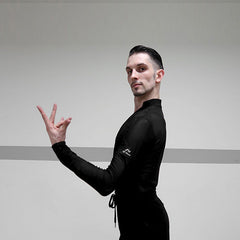 YJFY-Men's Long Sleeve V Neck Latin Dance Tops Dance Wear