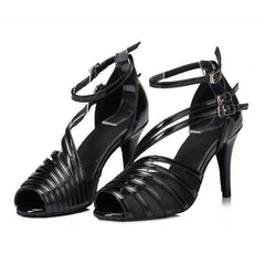 Women's Leatherette Satin Customized Heel Ballroom Dance Shoes Latin Shoes