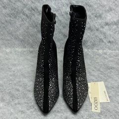Pointed-toe water droplet stacked ankle boots