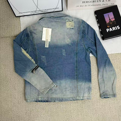 Patched-fit denim jacket coat