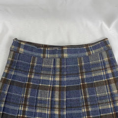 High-Waisted Blue Plaid Skirt