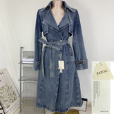 Long denim trench coat