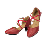 Women's Red Real Leather 5cm Heels Ballroom Dance Shoes Modern Dance Shoes