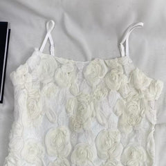 3D Floral Print Strappy Dress