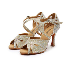 Women's Sparkling Glitter Customized Heel Ballroom Dance Shoes Latin Shoes