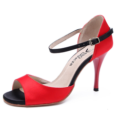 Women's Silk Red 9.5cm/7.5cm Heels Ballroom Shoes Tango Shoes