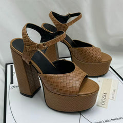 Thick-soled waterproof platform high heels