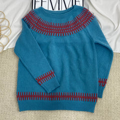 Crew Neck Color-Blocked Sweater