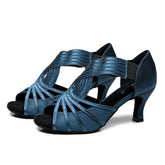 Women's Satin Customized Heel Latin Shoes Ballroom Dance Shoes