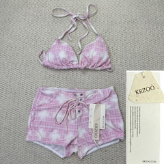 Striped two-piece bikini swimsuit