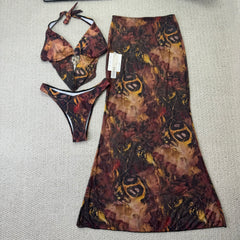 Necklace-style netted wrap-around skirt set