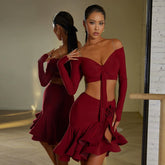 Women's V-Neck Sling Long Sleeve Dance Tops Practice DanceWear