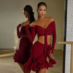 Women's V-Neck Sling Long Sleeve Dance Tops Practice DanceWear