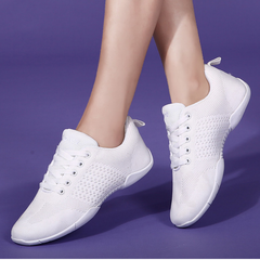 Women's White Mesh JazShoes Lace-up Dance Sneakers
