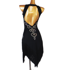 Customisable-Women's Rhinestone High Split Rumba Latin Dance Dresses Performance Dresses