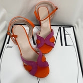 Buckle-Strap Color-Block Sandals