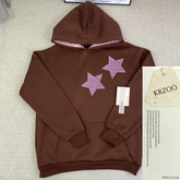 Gray leopard print five-pointed star hooded jacket