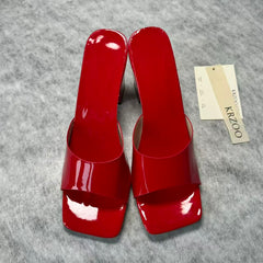 Square-toe thick-soled single-heeled high heel