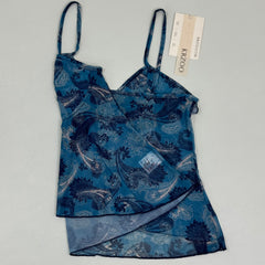 Strapless sheer mesh printed babydoll top