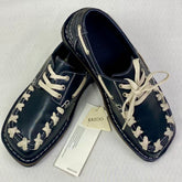 Retro woven design British style square-toe shoes
