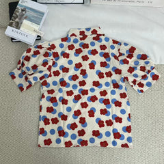 Floral print shirt with a baby doll collar