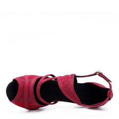 Women's Lace Suede Customized Heel Latin Shoes Ballroom Dance Shoes