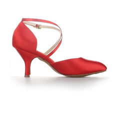 Women's Red Satin Customized Heel Ballroom Dance Shoes Modern Dance Shoes