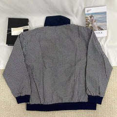 Color-Blocked Plaid Short Jacket