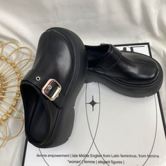 Round-Toe Casual Platform Slippers