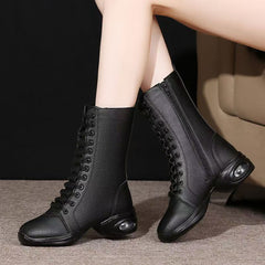 Women's Leatherette 4.5cm Heel Boots JazWith Lace-up Dance Boots Dance Shoes