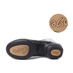 Women's Leather Hollow Out Lace-up 4cm Heel Dance Sneakers Practice Dance Shoes JazDance