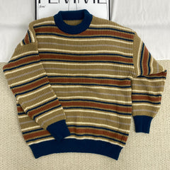 Retro Contrast Striped Sweater