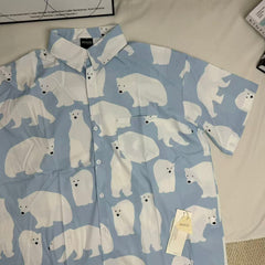 Short-Sleeved Shirt With All-Over Cartoon Print