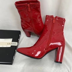 Patent Leather Pointed-Toe Ankle Boots