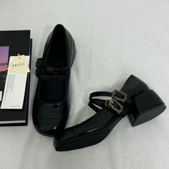 Retro-Style Color-Block Low-Cut Mary Janes