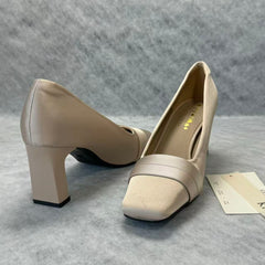 Silk satin pointed shoes with thick heels
