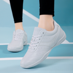 Women's White Microfiber PU JazShoes Lace-up Dance Sneakers