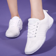 Women's White Mesh JazShoes Lace-up Dance Sneakers