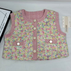 Colorful short jacket and high-waisted skirt set