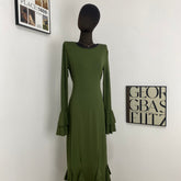 Elegant Tie-Waist Fitted Ruffle Dress
