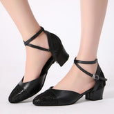 Women's Real Leather 4.5cm Heels Ballroom Swing Dance Modern Dance Shoes
