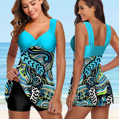 Women Plus Size Sexy Two Pieces Tankini Swimsuit Swimwear Female Print Bikini Brazilian Bather Monokini Bathing Suit Beachwear