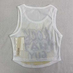 Letter-printed round-neck short top