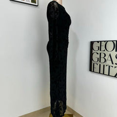 Round-Neck Printed Long-Sleeve Dress