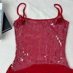 Floral-Embellished Sequin Camisole Dress