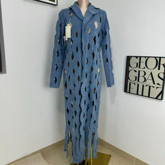 Street-Style Cutout Long-Sleeve Trench Coat
