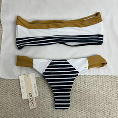 Horizontal striped swimsuit