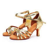 Women's Microfiber Leather 5.5cm/7.5cm Heel Strappy Latin Dance Shoes Ballroom Dance Shoes